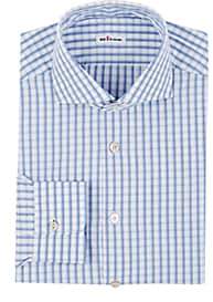Kiton Men's Checked Cotton Dress Shirt - Lt. Blue