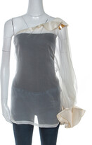 Thumbnail for your product : Givenchy Cream Silk Organza One Shoulder Blouse M