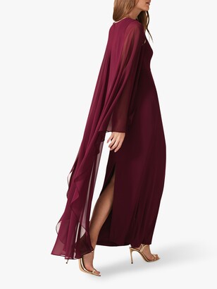 Phase Eight Edna Cape Maxi Dress, Berry Red