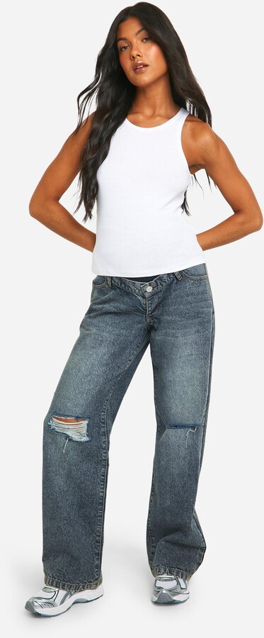 boohoo Maternity Basic Ripped Knee Boyfriend Jeans ShopStyle