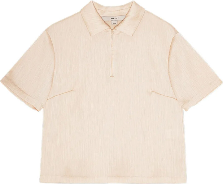 REMAIN Zip-Front Textured Polo Top