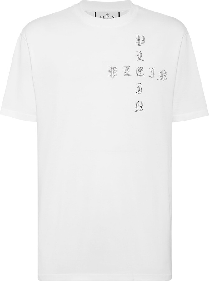 Philipp Plein T-shirt Round Neck SS Gothic Plein with Crystals
