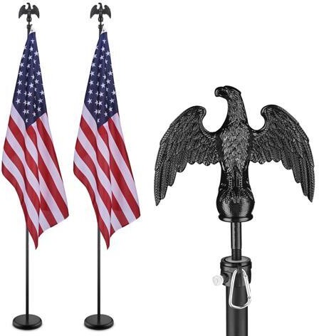 Yescom USA, Inc. 8 Ft Sectional Indoor Flag Pole Kit Eagle Topper Aluminum 3x5 Ft US Flag & Base