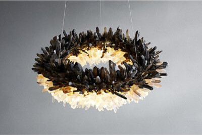 Everly Quinn Kamilya Light Iron Ring Diamond Quartz Crystal Pendant Chandelier