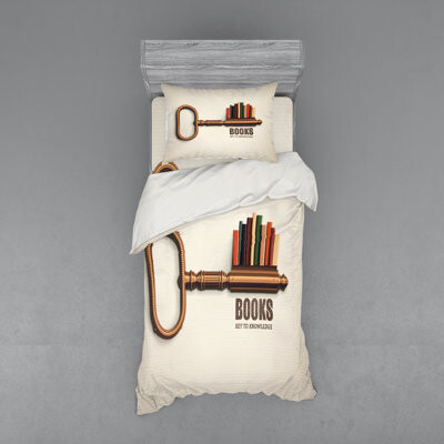 Ambesonne Ivory Microfiber Modern & Contemporary Duvet Cover Set