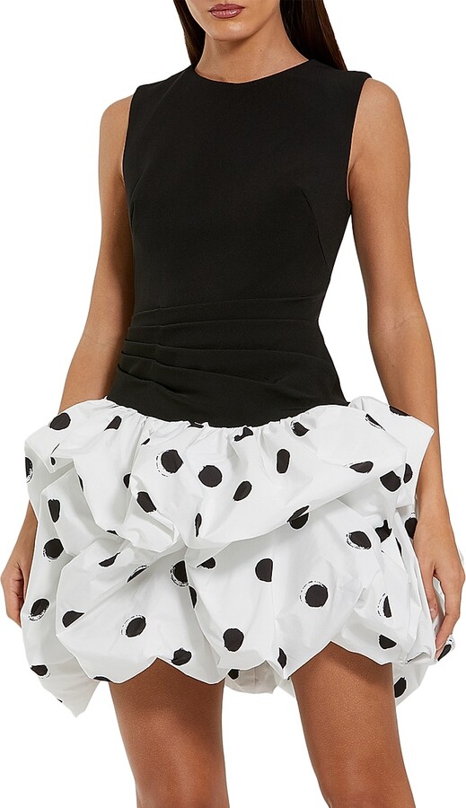 Women's Polka Dot Crepe Minidress - Black Ivory - Size 2