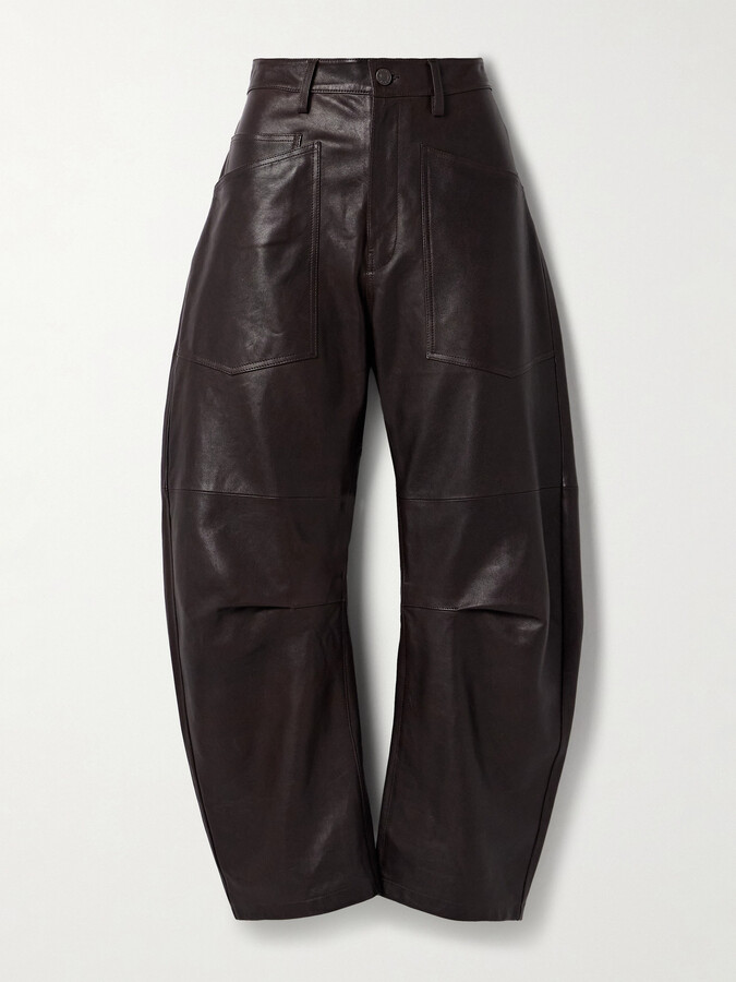 Nili Lotan - Shon Leather Barrel-leg Pants - Brown