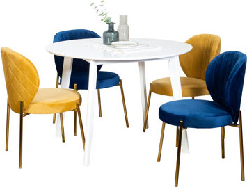 George Oliver Contemporary 5-Piece Dining Set, White Round Dining Table With 4 Chairs