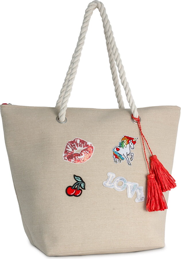 Magid Women’s Cotton Beach Tote with Sequin Patches