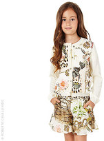Thumbnail for your product : Roberto Cavalli Cotton blend knit and fleece cardigan - Ecru