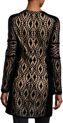 Nanette Lepore Long-Sleeve Velvet Lace Tunic, Black