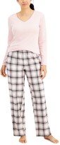 Thumbnail for your product : Charter Club V-Neck T-Shirt & Flannel Pants Pajama Set, Created for Macy's
