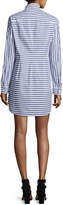 Thumbnail for your product : Alexander Wang T by Long-Sleeve Tie Front Collared Dress, White/Blue