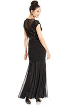 Thumbnail for your product : Betsy & Adam Illusion Lace Belted Mermaid Gown