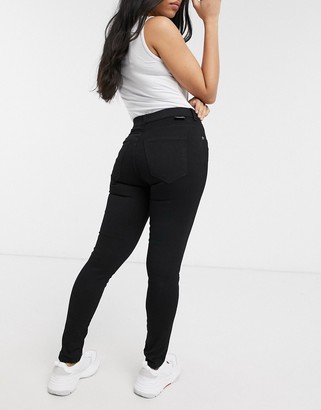 Dr Denim Petite Lexy Mid Rise Second Skin Superskinny Jeans in black