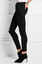 Thumbnail for your product : Current/Elliott The Stiletto Mid-rise Distressed Skinny Jeans - Black
