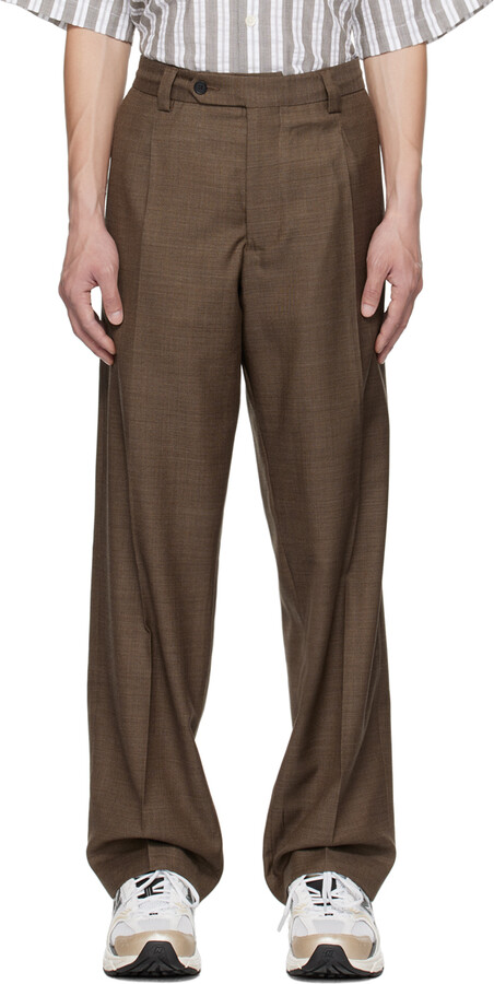 mfpen Brown Pleated Trousers - ShopStyle Pants