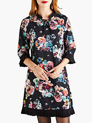 Yumi Floral Tunic Dress, Black