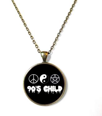 Factory Snark Black and White Drippy 90's Child Necklace, 18"