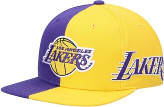 Men's Mitchell & Ness Royal/Gold Golden State Warriors Half and Half Snapback  Hat