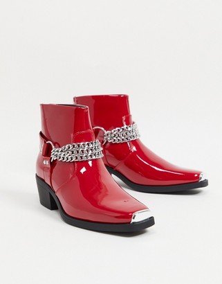 womens red ankle boot