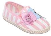 Thumbnail for your product : MonnaLisa Striped Linen Canvas Slip-On Sneakers
