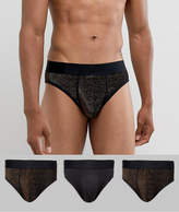 Thumbnail for your product : ASOS Briefs In Black With Glitter 3 Pack