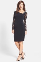 Thumbnail for your product : Ivanka Trump Lace Sleeve Jersey Sheath Dress
