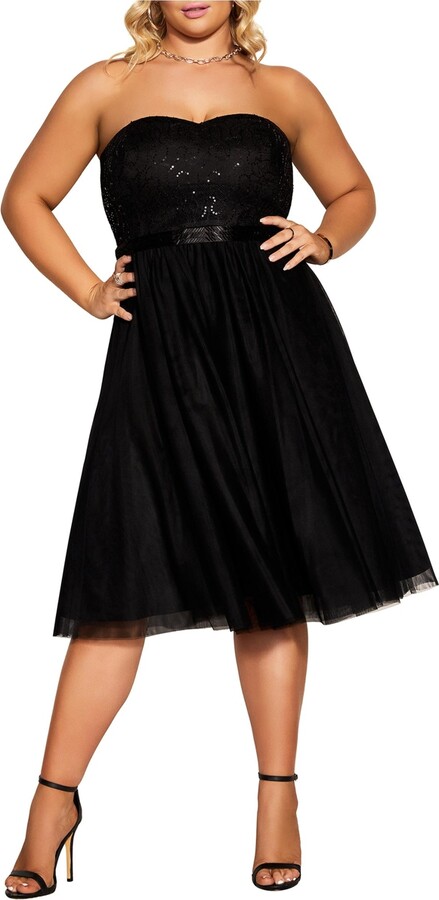 Black Strapless Dress Plus Size