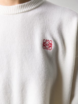 Loewe Wool Cropped Jumper With Logo Embroidery