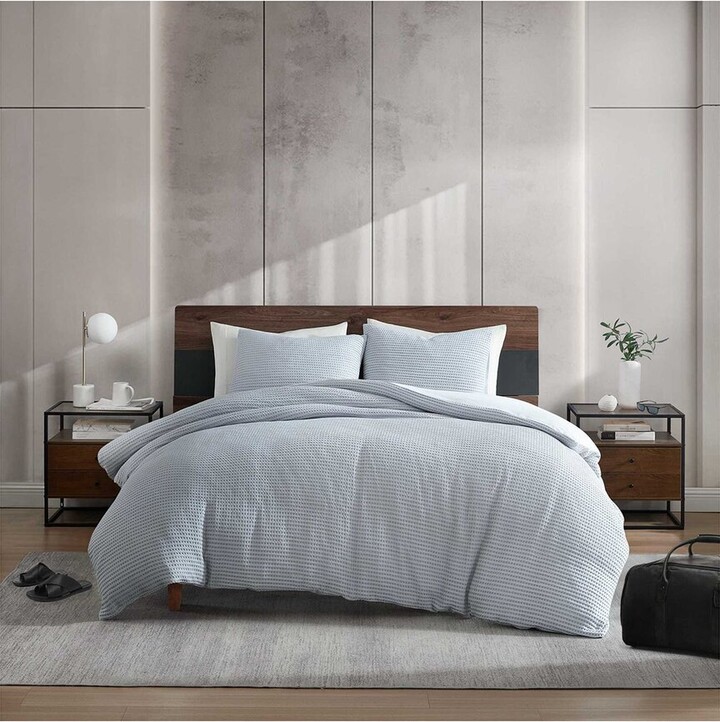 Kenneth Cole New York KCNY Solid Waffle Duvet Cover Set