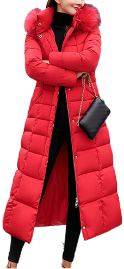 red long winter coat