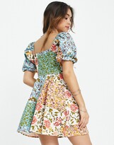 Thumbnail for your product : ASOS DESIGN twill sweetheart mini tea dress in mixed floral print