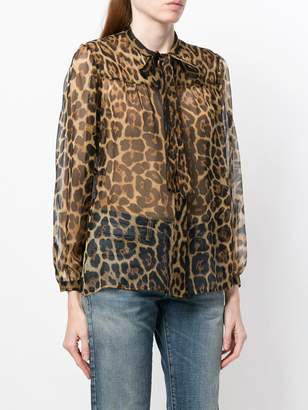Saint Laurent sheer leopard print blouse