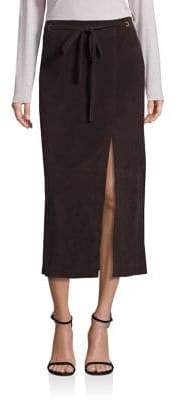 Saks Fifth Avenue COLLECTION Suede Wrap Midi Skirt