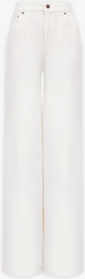 High rise white denim jeans