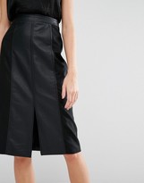 Thumbnail for your product : Oasis Leather Look & Suedette A-Line Midi Skirt