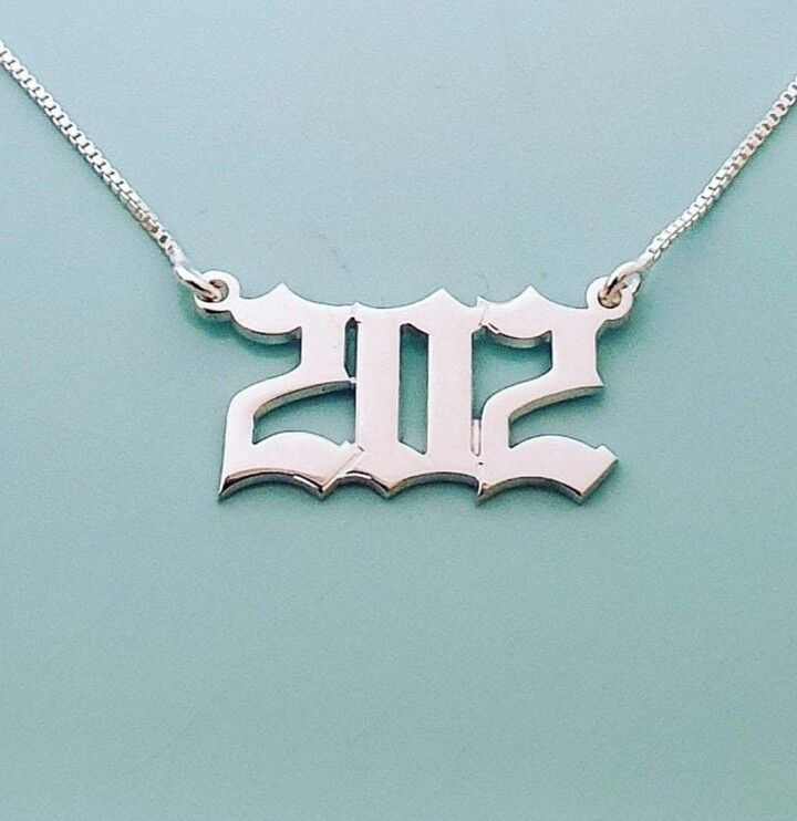 Etsy Custom Made Number Necklace Pendant Chain Sterling Silver