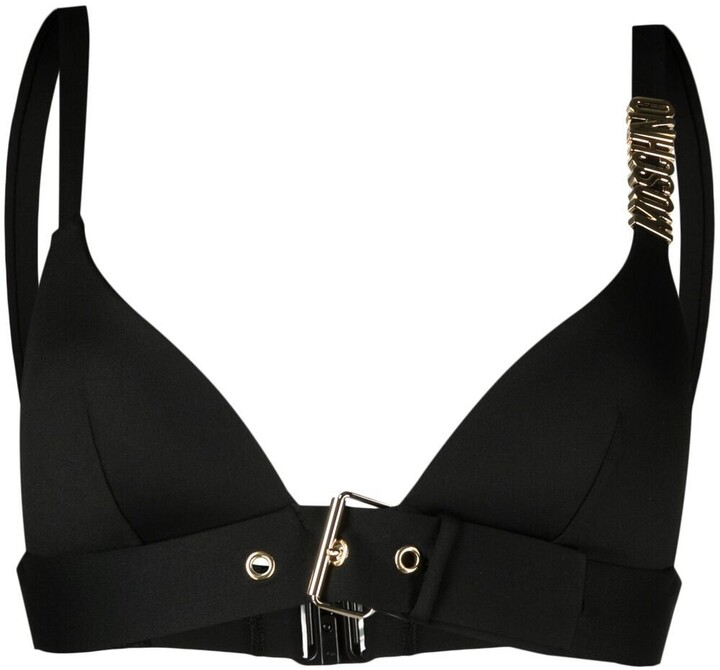 Moschino BuckleDetail LogoLettered Bikini Top ShopStyle Two Piece