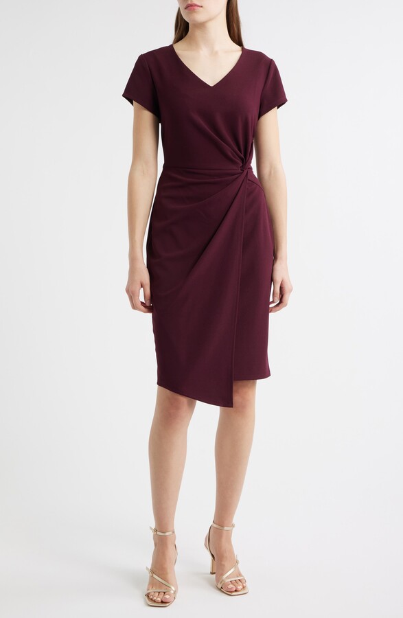 Connected Apparel Twist Detail Asymmetric Hem Dress