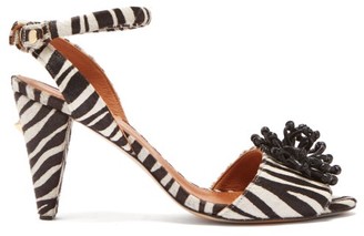 Osman Mae Zebra Calf-hair Sandals - Womens - Black White Osman Mae Zebra Calf-hair Sandals - Womens - Black White
