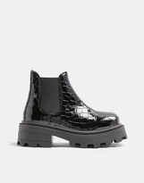 Thumbnail for your product : Topshop square toe chunky chelsea boots in black