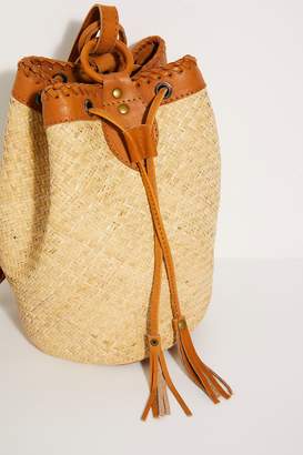Rori Leather Straw Bucket Bag
