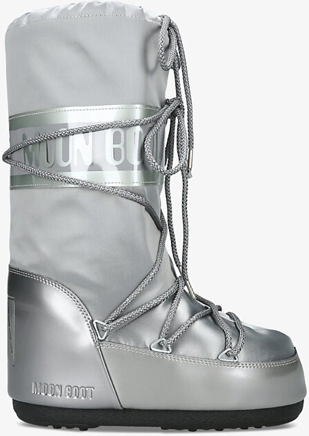 Moon Boot Womens Silver Icon Glance Metallic Shell Boots Eur 39 / 6 Uk Women