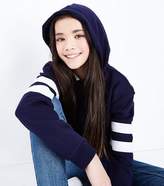 Thumbnail for your product : New Look Teens Navy Stripe Sleeve Hoodie
