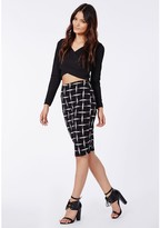 Thumbnail for your product : Missguided Kay Grid Print Midi Skirt Black