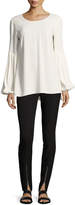 Thumbnail for your product : Elizabeth and James Harriet Blouson-Sleeve Round-Neck Crepe Top