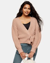 Thumbnail for your product : Topshop tie wrap knitted cardigan in rose pink