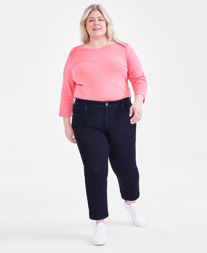 Style & Co. Plus Size Knit Pull-on Capri Pants in Red