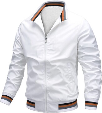 Panegy Men's Casual Stylish Jacket Lightweight Summer Jacket Coat White Size M
